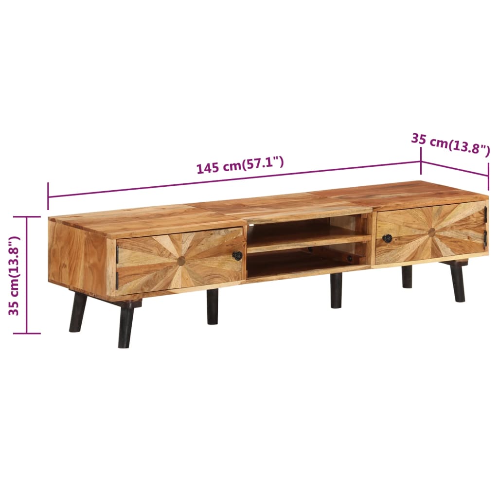 TV ormarić 145 x 35 x 35 cm od masivnog bagremovog drva