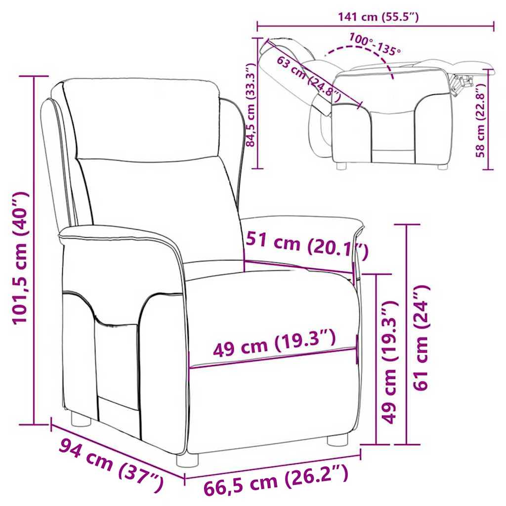 Naslonjač Crna 66.5 x 94 x 101.5 cm Poliester