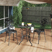 3-dijelni bistro set od lijevanog aluminija crni Crna