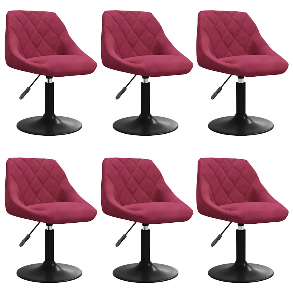 Okretne blagovaonske stolice 6 kom crvena boja vina baršunaste