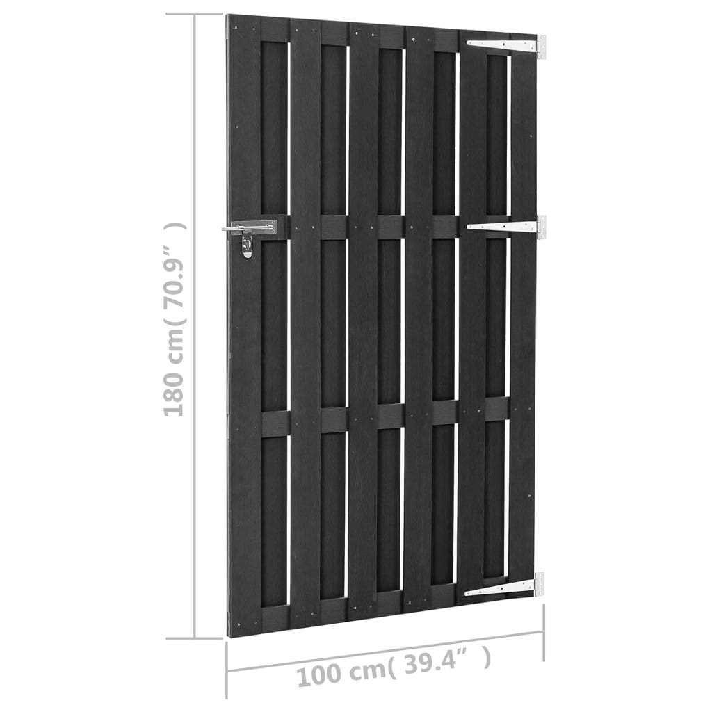 Vrtna vrata od WPC-a 100 x 180 cm siva
