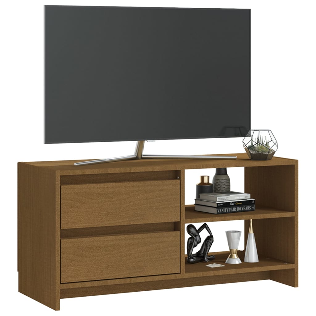 TV ormarić smeđa boja meda 80 x 31 x 39 cm od masivne borovine