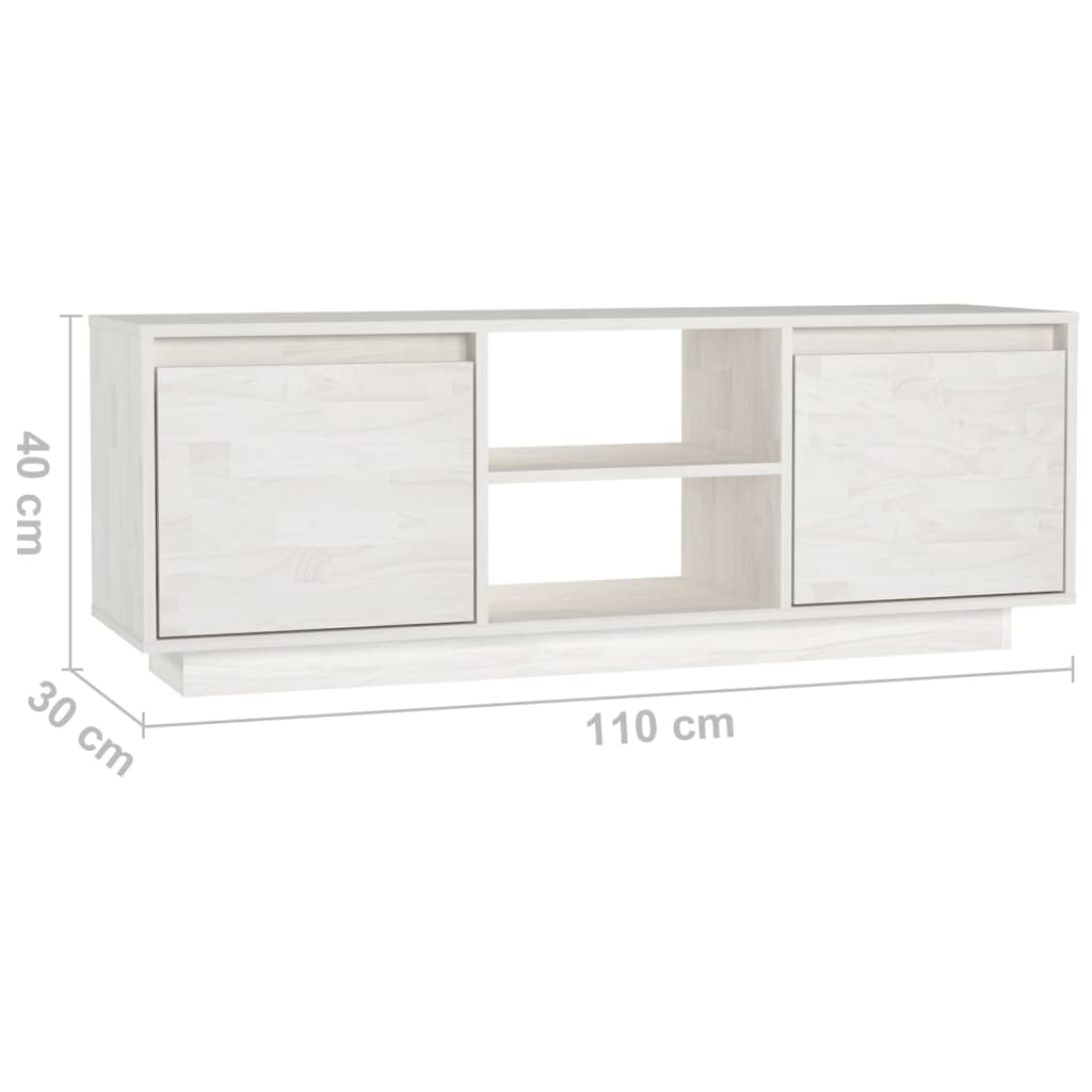TV ormarić bijeli 110 x 30 x 40 cm od masivne borovine