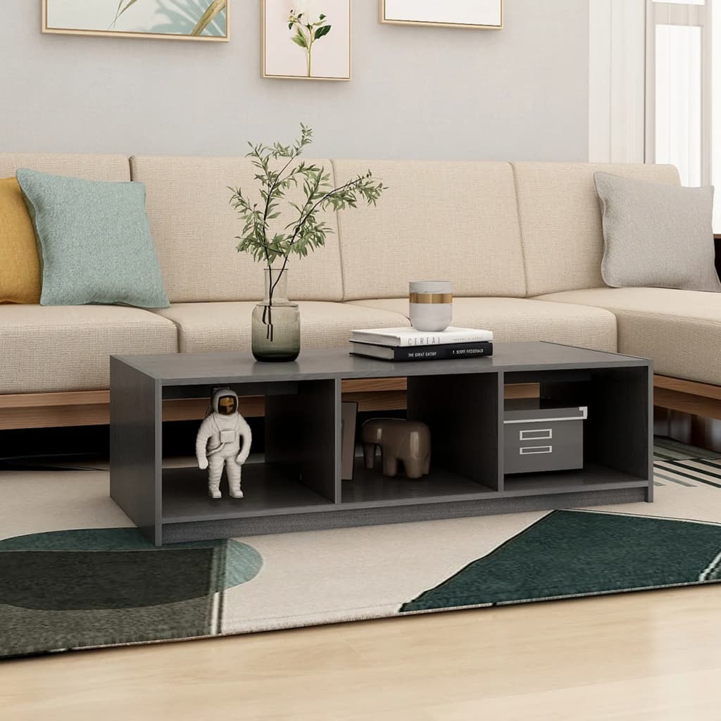 Stolić za kavu sivi 110 x 50 x 34 cm od masivne borovine
