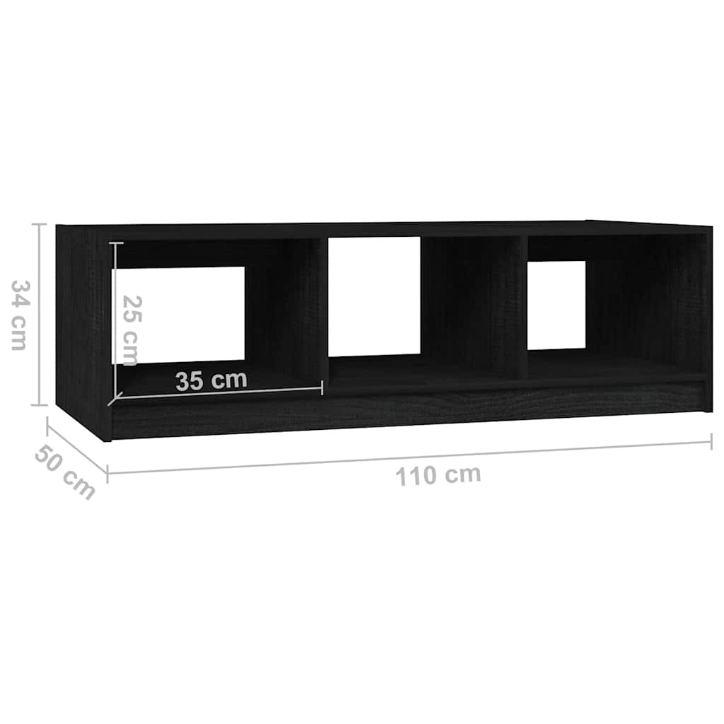 Stolić za kavu crni 110 x 50 x 34 cm od masivne borovine