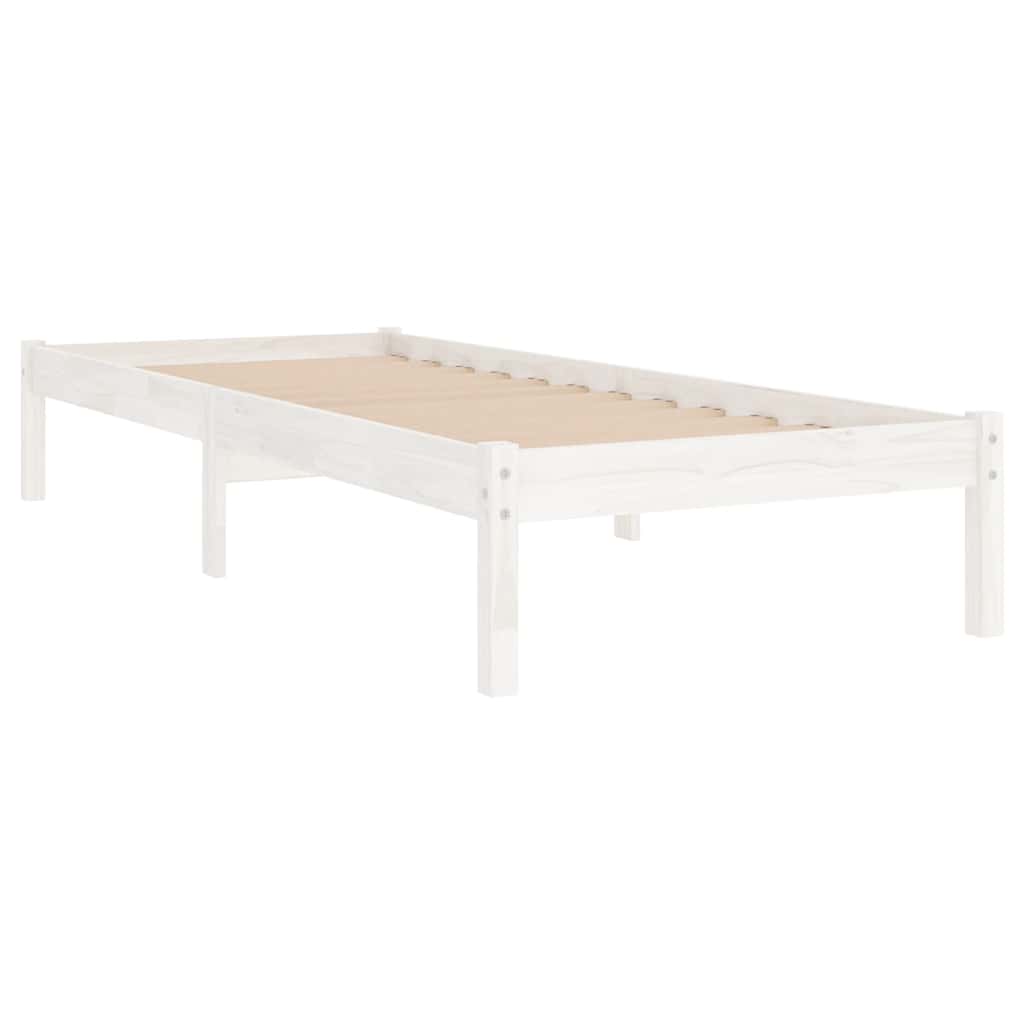 Okvir za krevet od masivnog drva bijeli 75 x 190 cm mali