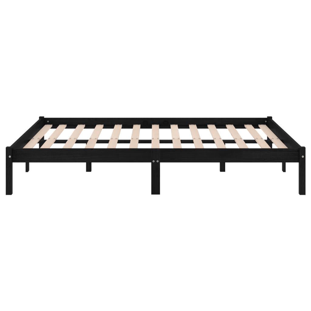 Okvir za krevet od masivne borovine crni 140 x 190 cm