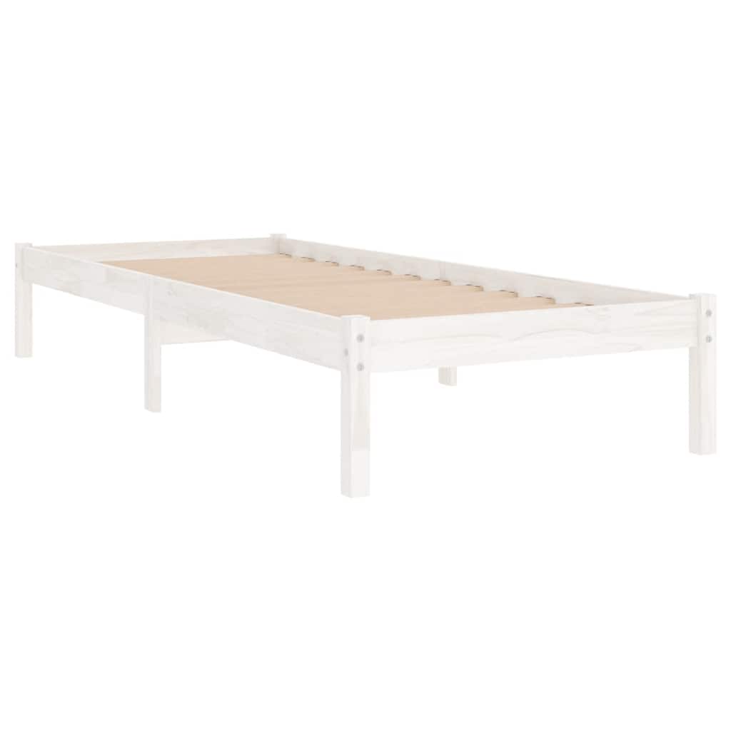 Okvir za krevet od masivne borovine bijeli 100 x 200 cm