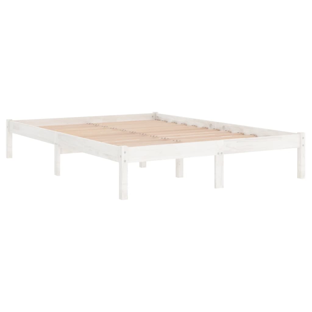 Okvir za krevet od masivne borovine bijeli 200 x 200 cm