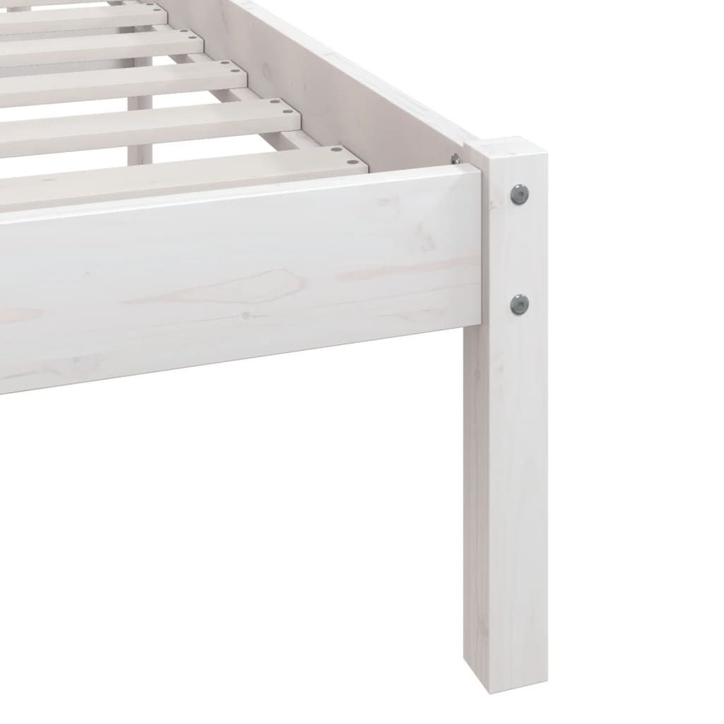 Okvir za krevet od masivnog drva bijeli 75 x 190 cm mali