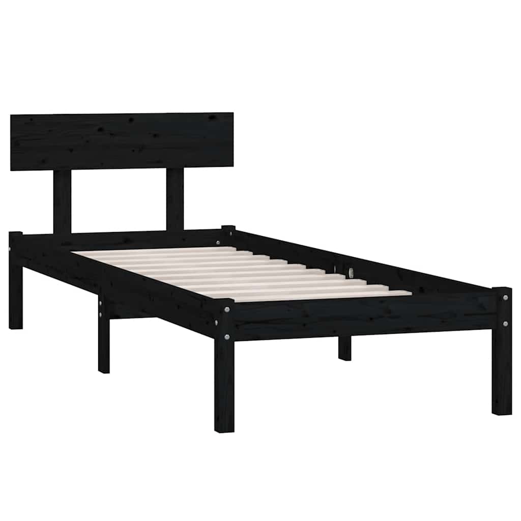 Okvir za krevet od masivnog drva crni 75 x 190 cm mali