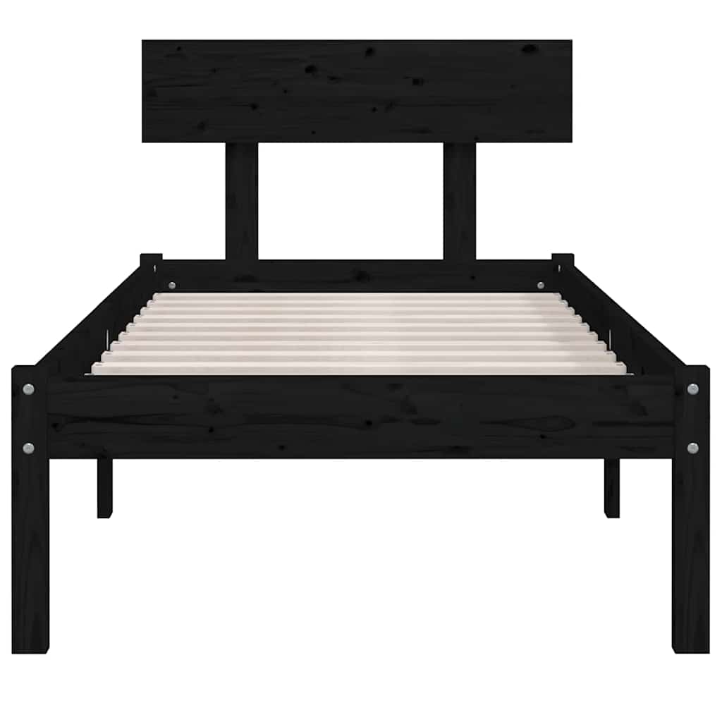 Okvir za krevet od masivnog drva crni 75 x 190 cm mali