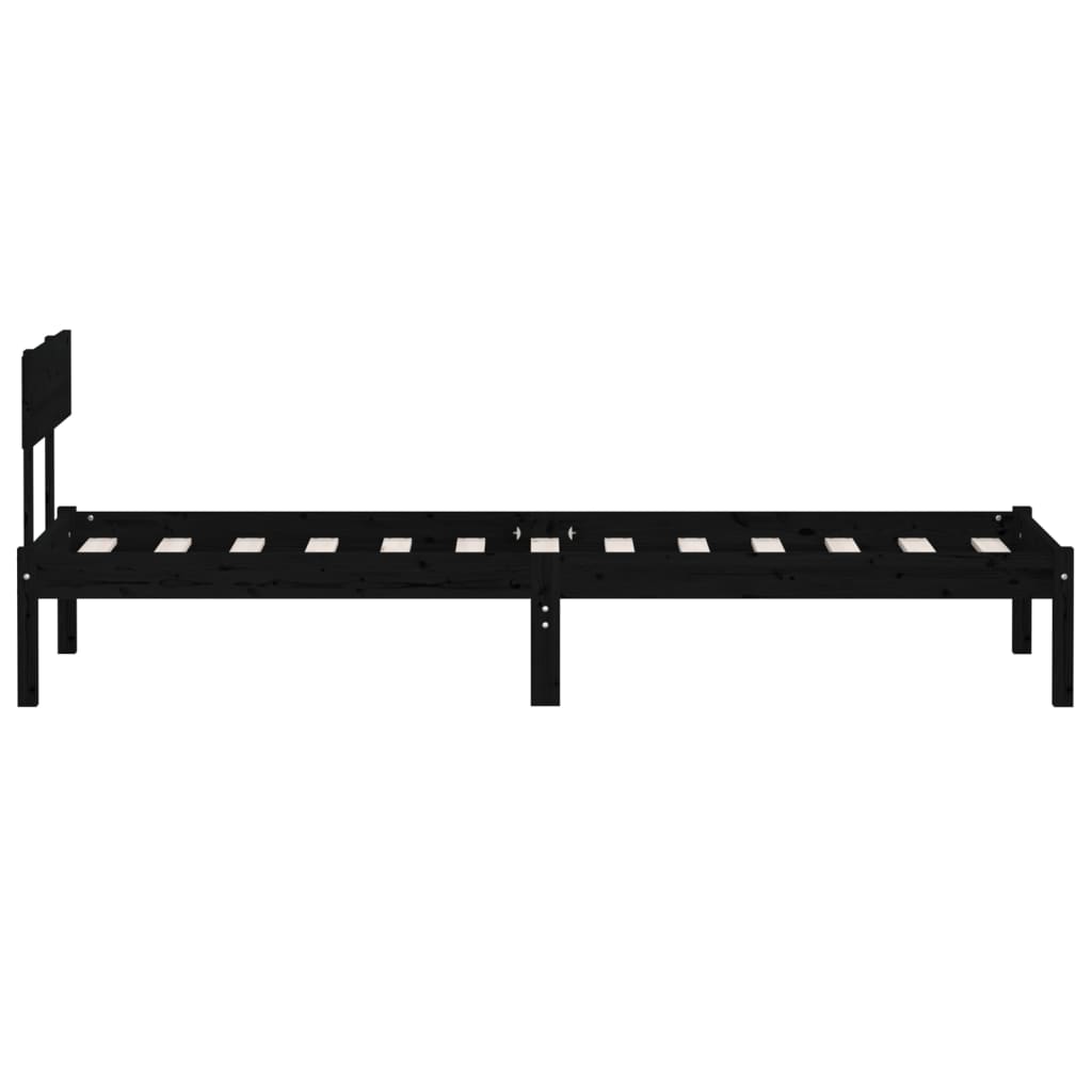 Okvir za krevet od masivnog drva crni 75 x 190 cm mali