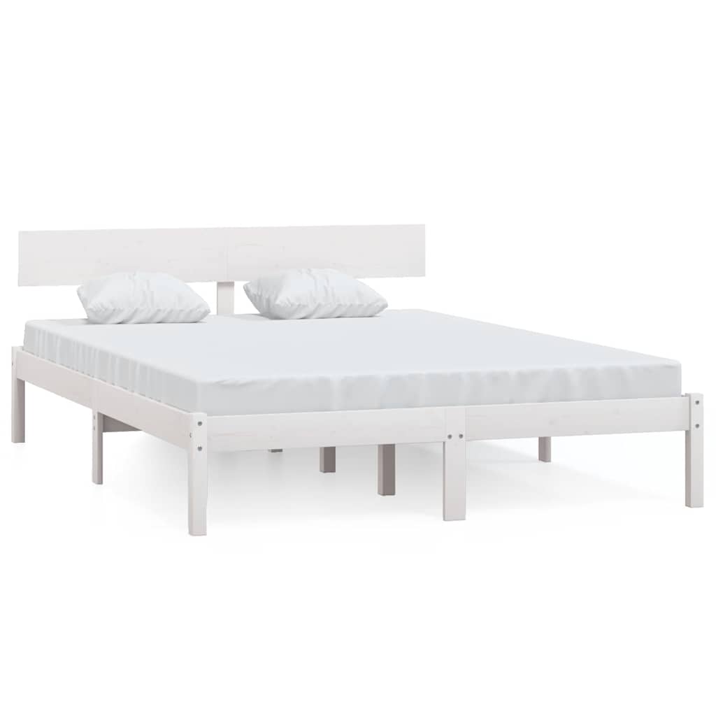 Okvir za krevet masivna borovina bijeli 135x190 cm bračni