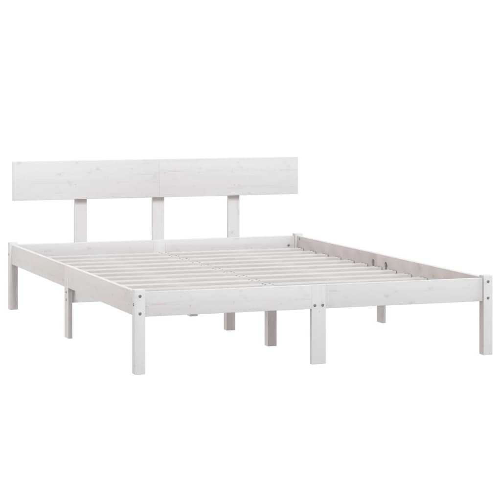 Okvir za krevet masivna borovina bijeli 135x190 cm bračni