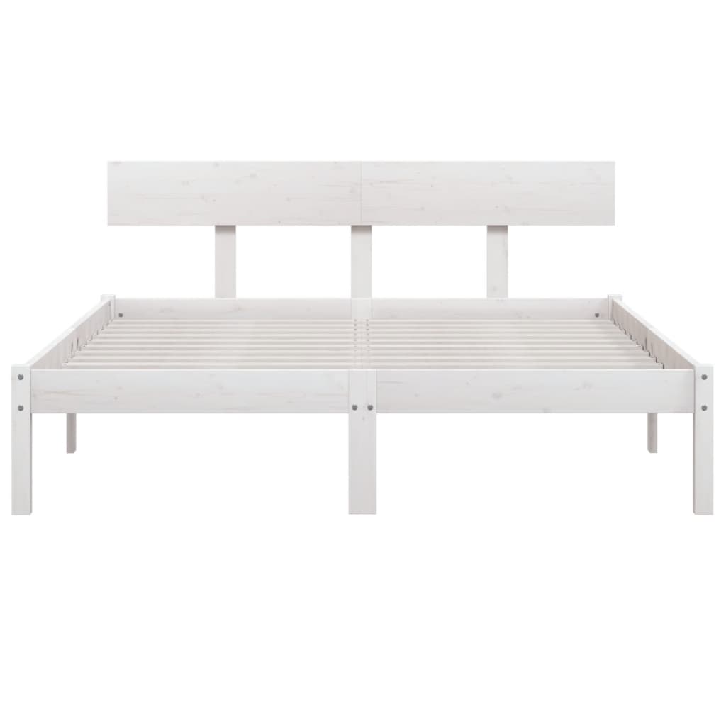 Okvir za krevet masivna borovina bijeli 135x190 cm bračni
