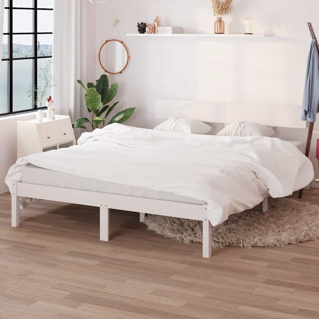 Okvir za krevet masivna borovina bijeli 135x190 cm bračni