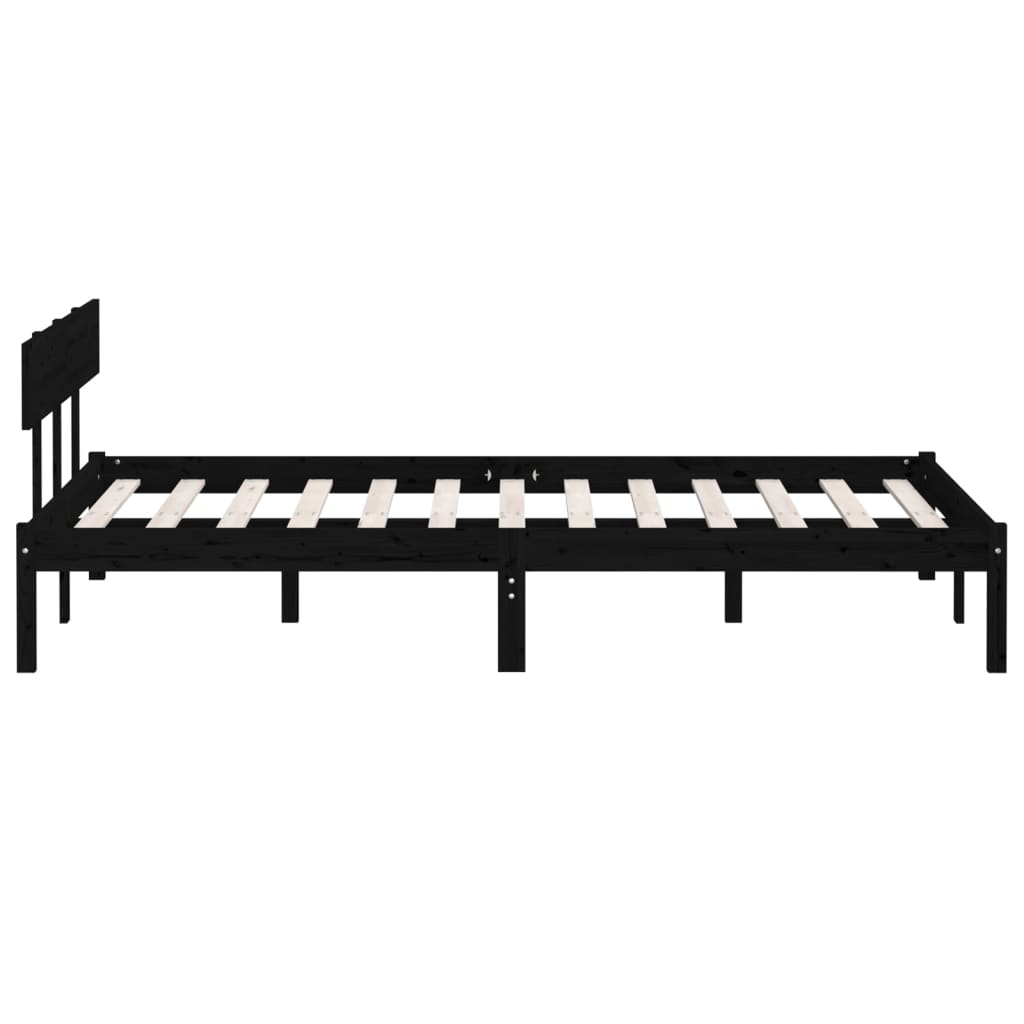 Okvir za krevet od masivne borovine crni 140 x 190 cm