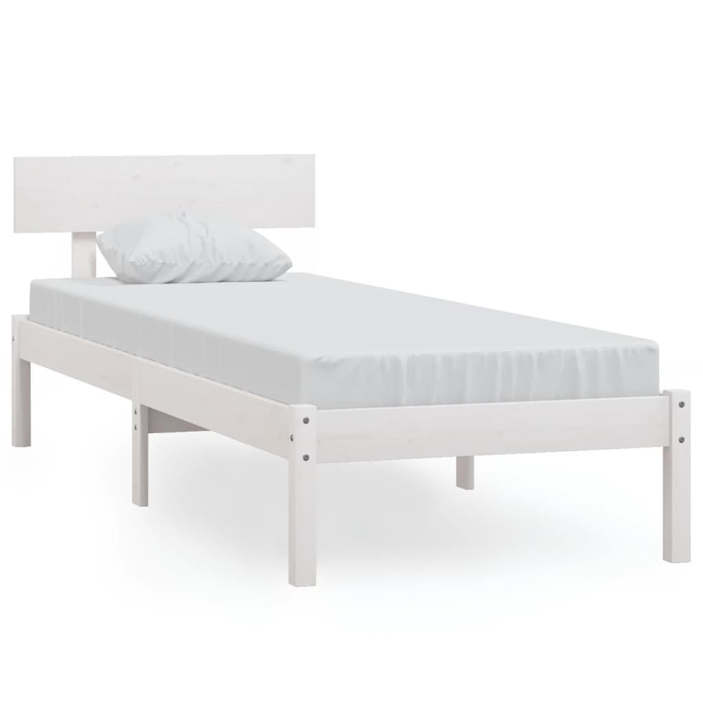 Okvir za krevet od masivne borovine bijeli 90 x 200 cm
