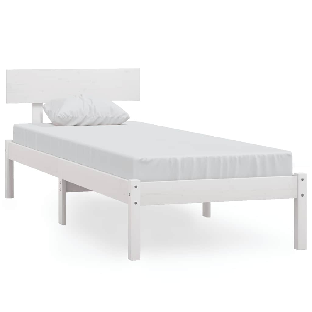 Okvir za krevet od masivne borovine bijeli 90 x 200 cm