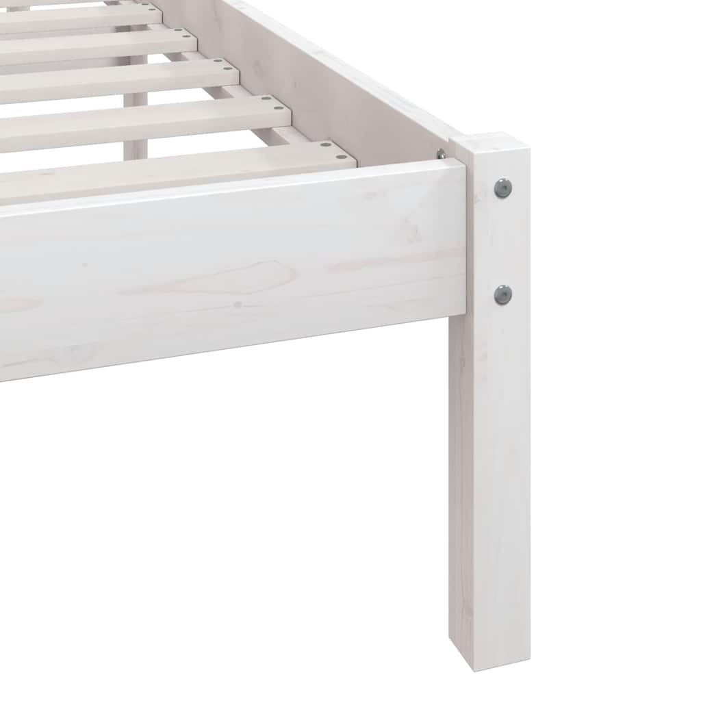Okvir za krevet od masivne borovine bijeli 90 x 200 cm