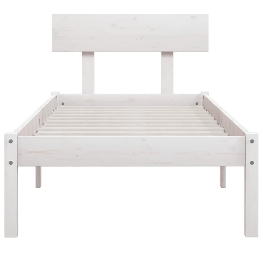 Okvir za krevet od masivne borovine bijeli 100 x 200 cm