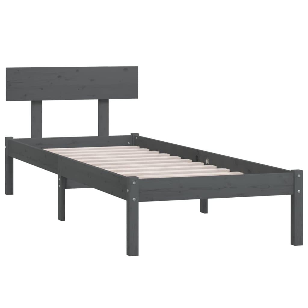 Okvir za krevet od masivne borovine sivi 100 x 200 cm