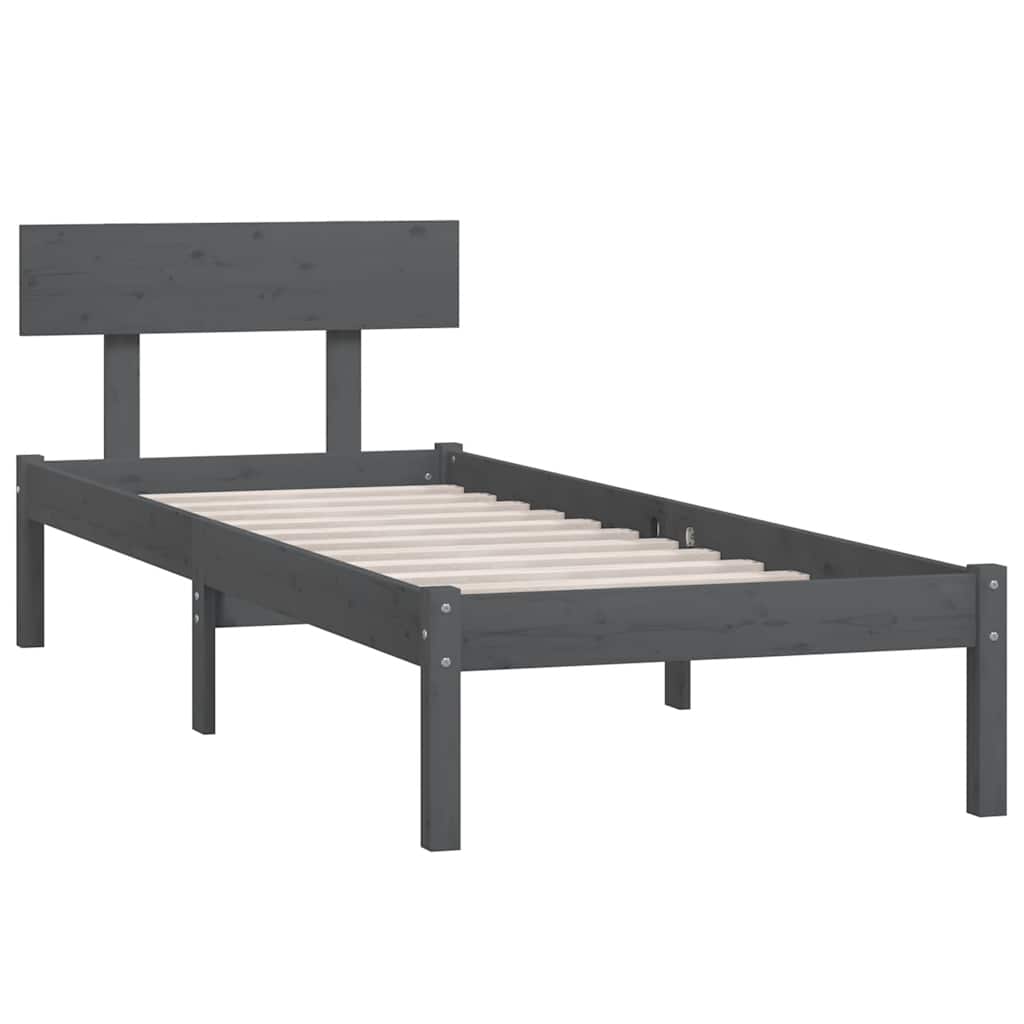 Okvir za krevet od masivne borovine sivi 100 x 200 cm