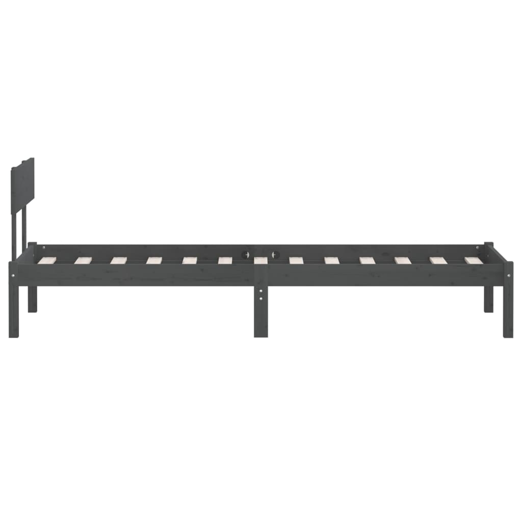 Okvir za krevet od masivne borovine sivi 100 x 200 cm