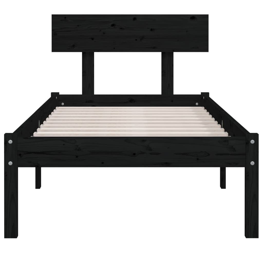 Okvir za krevet od masivne borovine crni 100 x 200 cm