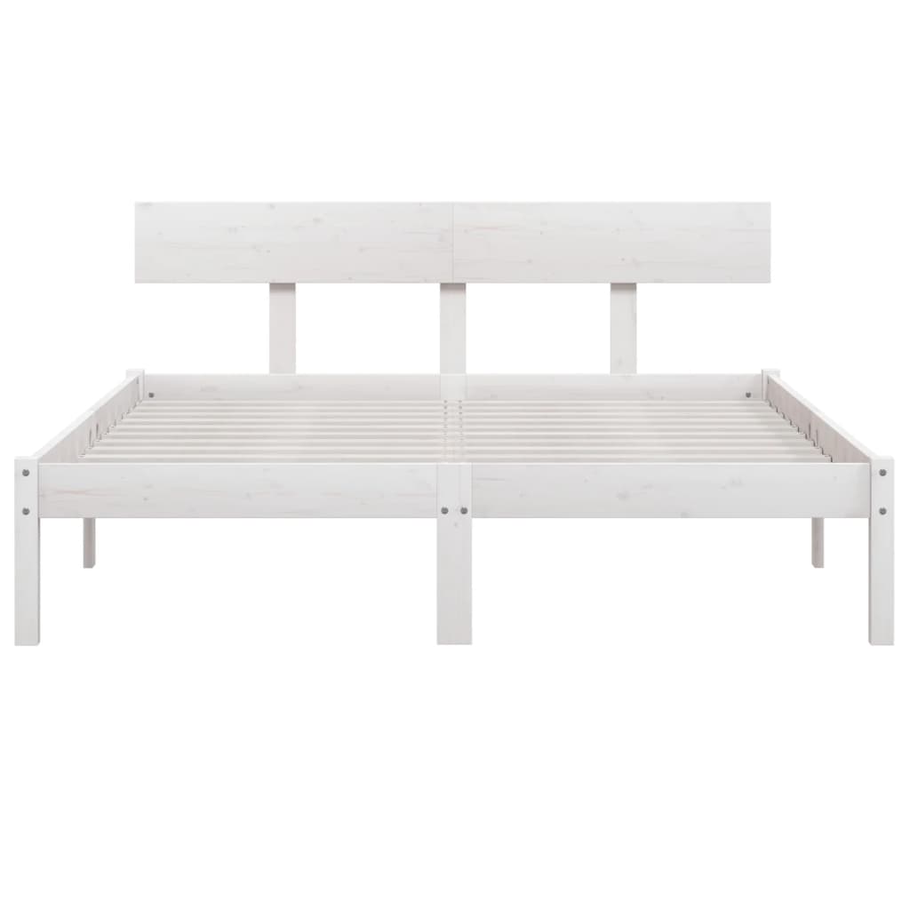 Okvir za krevet od masivne borovine bijeli 120 x 200 cm
