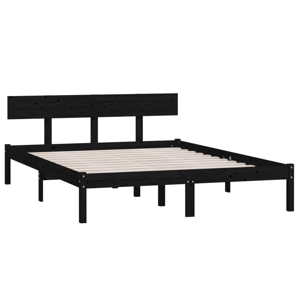 Okvir za krevet od masivne borovine crni 120 x 200 cm