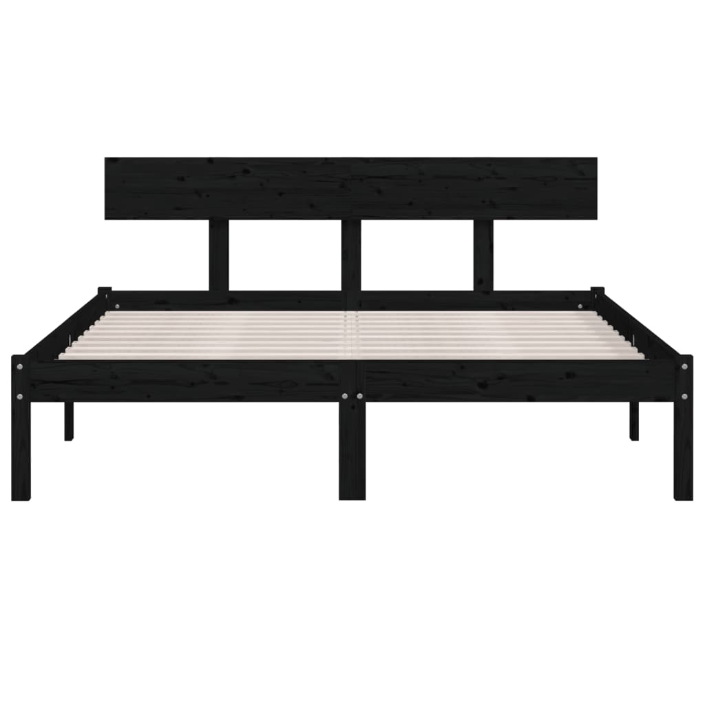 Okvir za krevet od masivne borovine crni 120 x 200 cm