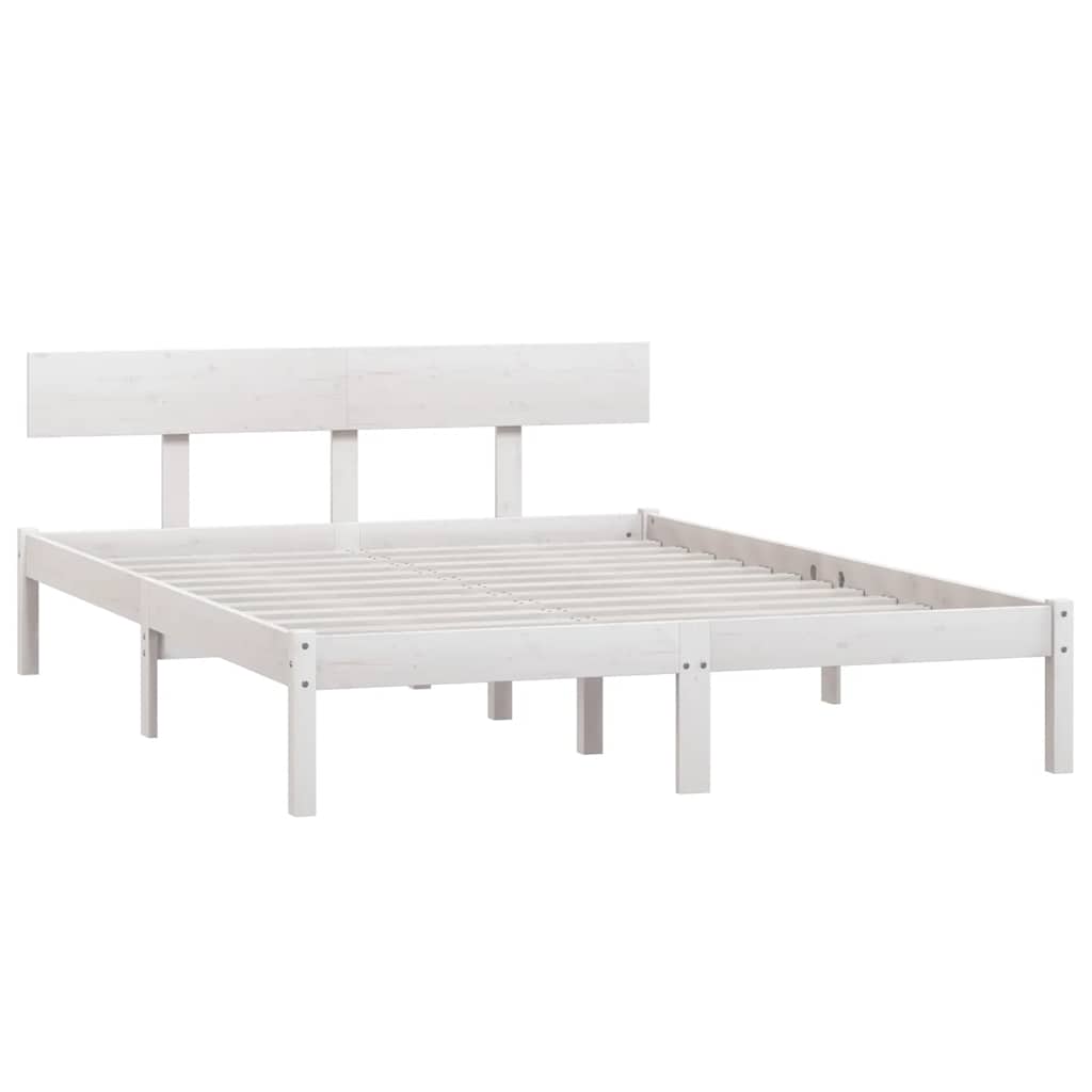 Okvir za krevet masivna borovina bijeli 150 x 200 cm bračni