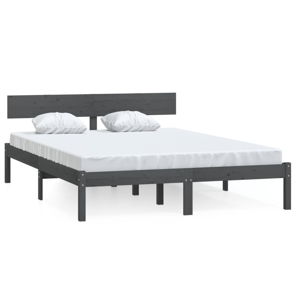 Okvir za krevet od masivne borovine sivi 150x200 cm bračni