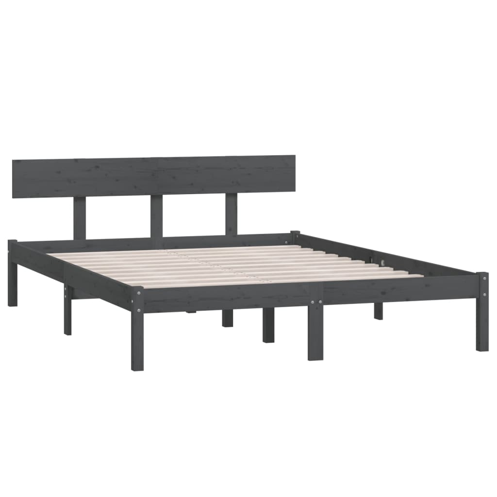 Okvir za krevet od masivne borovine sivi 150x200 cm bračni