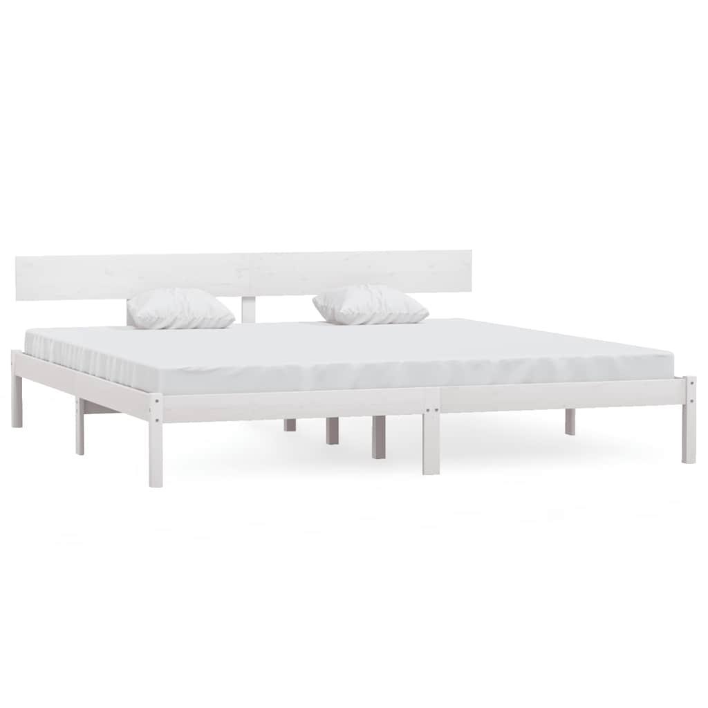 Okvir za krevet od borovine bijeli 180 x 200 cm Super King