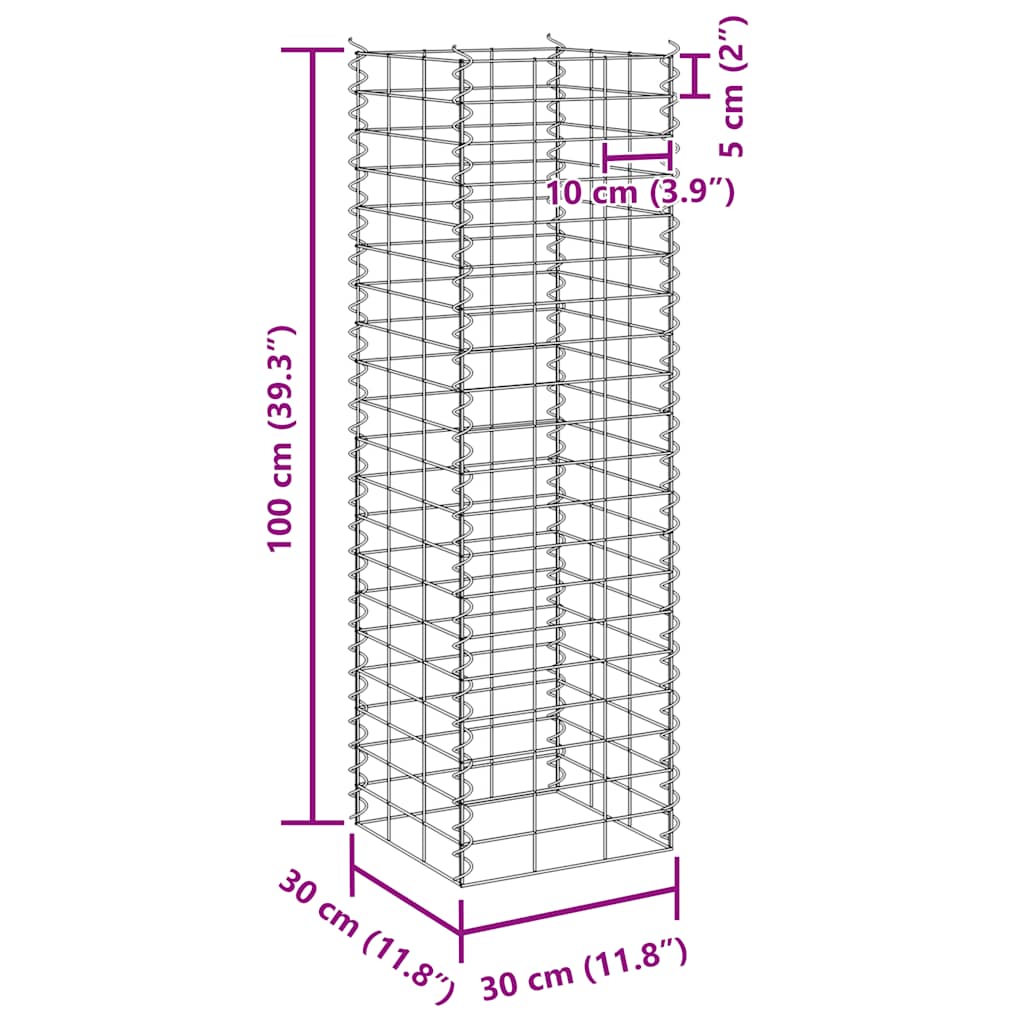 Gabionske povišene gredice 3 kom 30 x 30 x 100 cm željezne