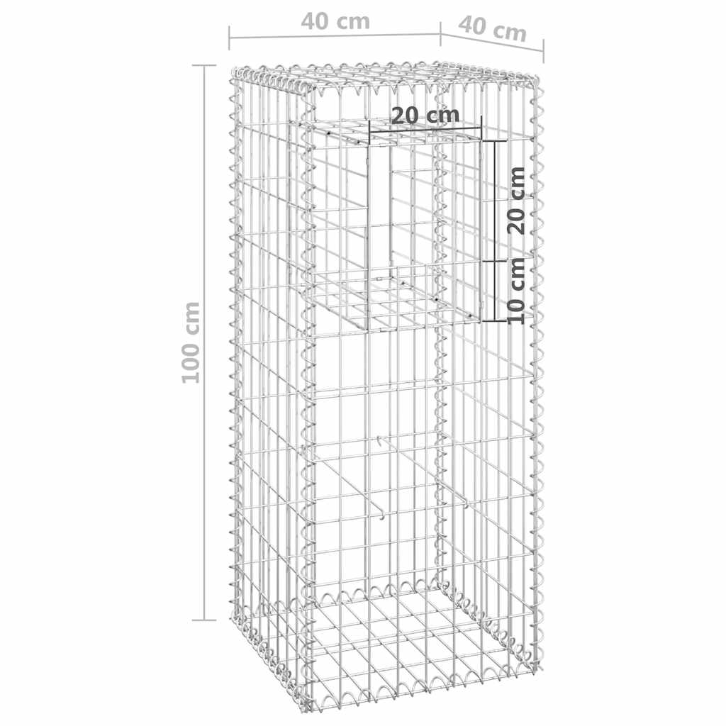 Gabionske stupne košare 2 kom 40 x 40 x 100 cm željezne