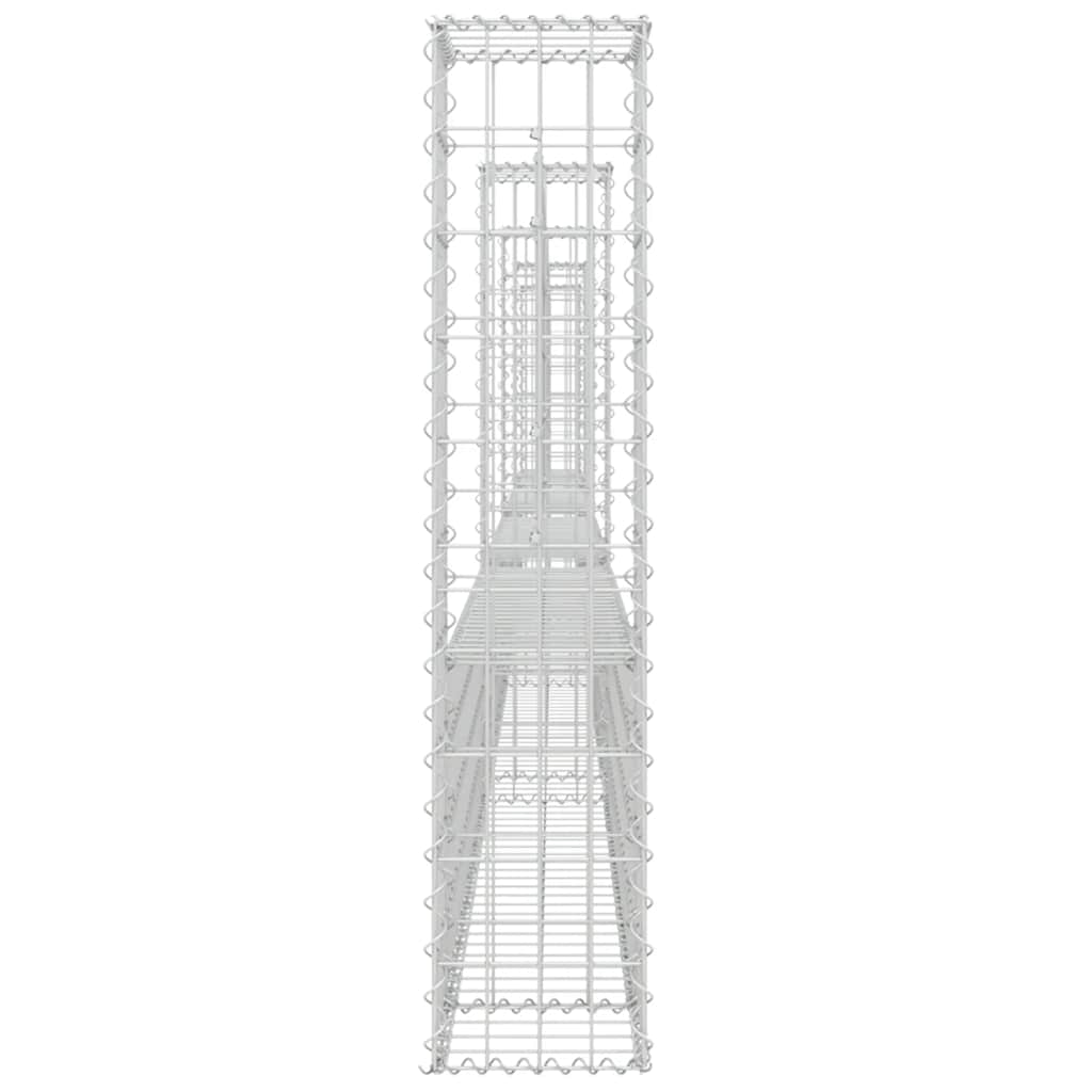 Gabionska košara U-oblika s 5 stupova 500x20x100 cm željezna