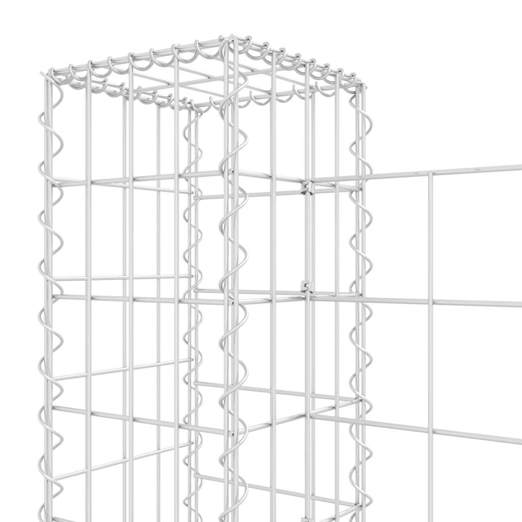 Gabionska košara U-oblika sa 7 stupova 740x20x100 cm željezna