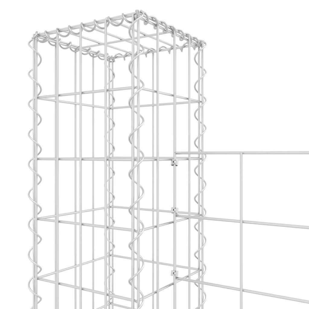 Gabionska košara U-oblika s 4 stupa 380 x 20 x 150 cm željezna