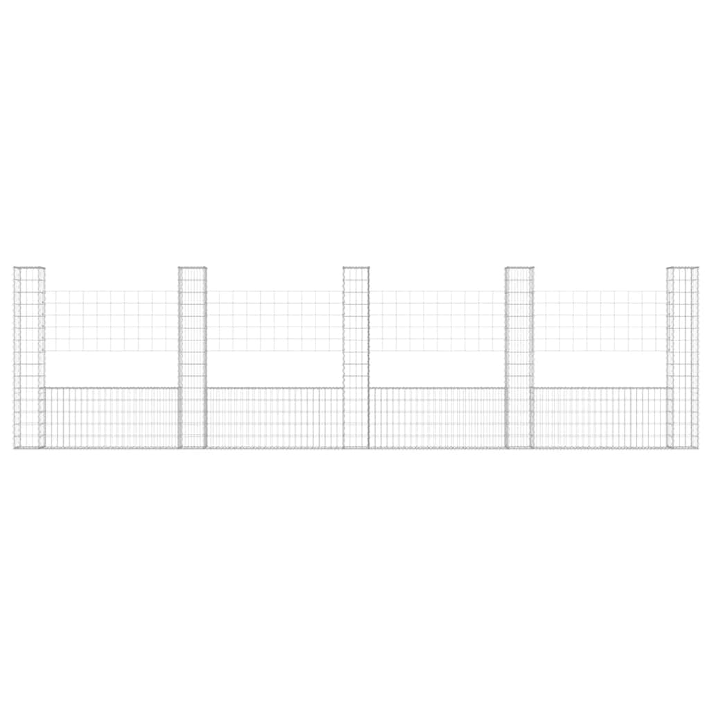 Gabionska košara U-oblika s 5 stupova 500x20x150 cm željezna