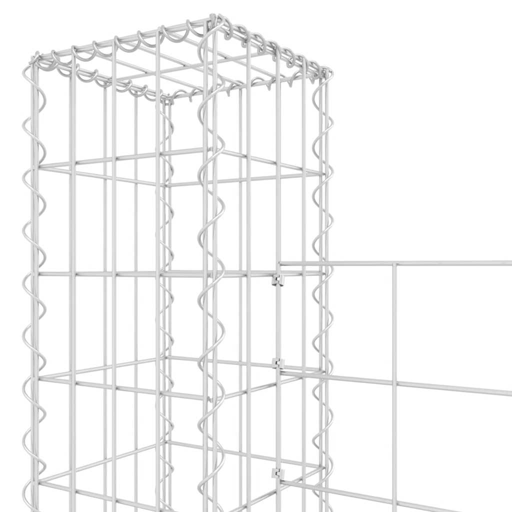 Gabionska košara U-oblika s 4 stupa 380 x 20 x 200 cm željezna