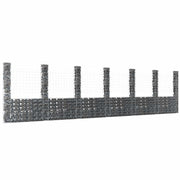 Gabionska košara U-oblika sa 7 stupova 740x20x200 cm željezna
