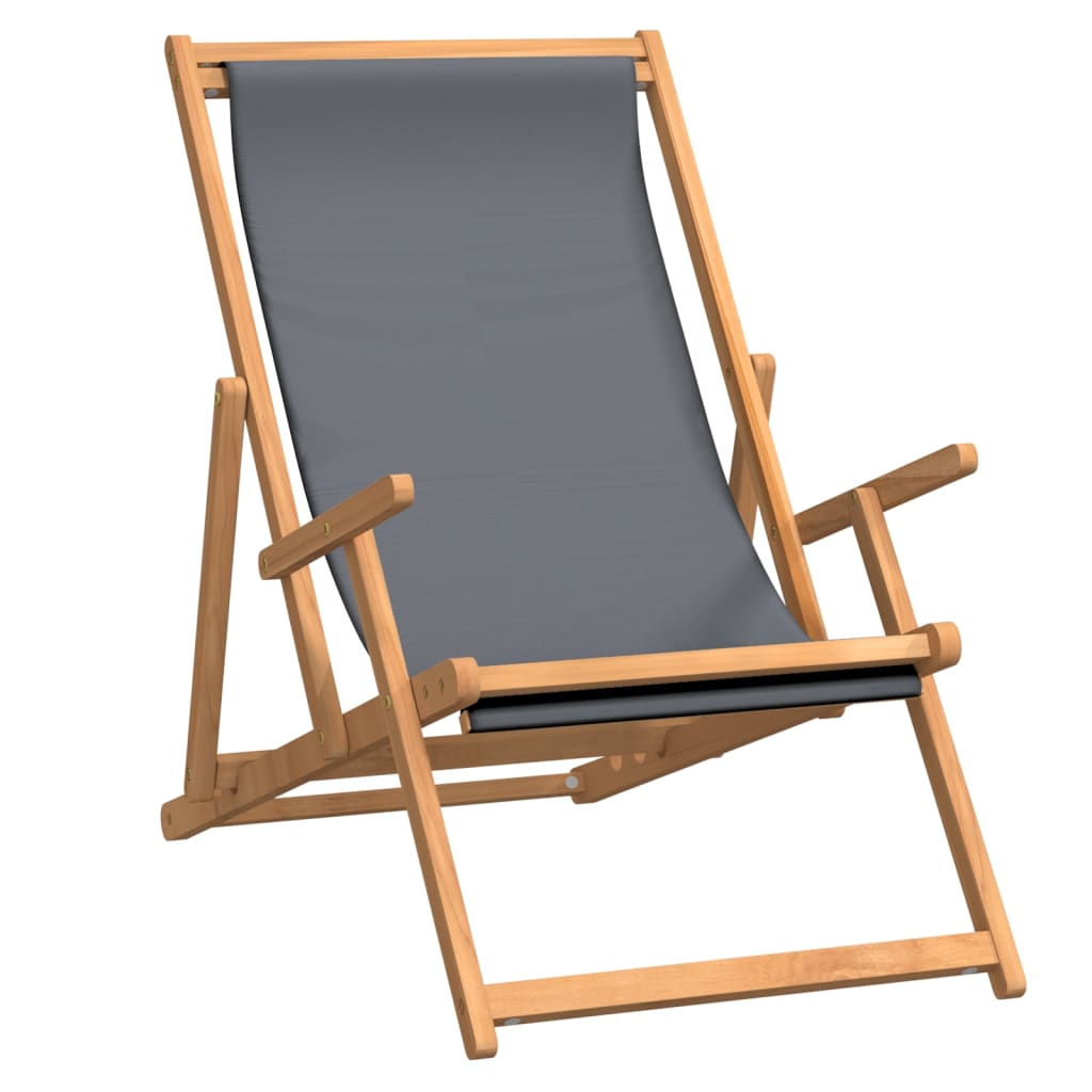 Sklopiva stolica za plažu od masivne tikovine siva