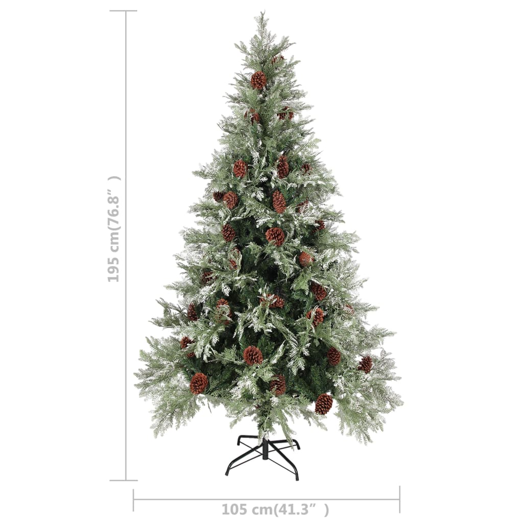 Božićno drvce sa šiškama zeleno-bijelo 195 cm PVC i PE