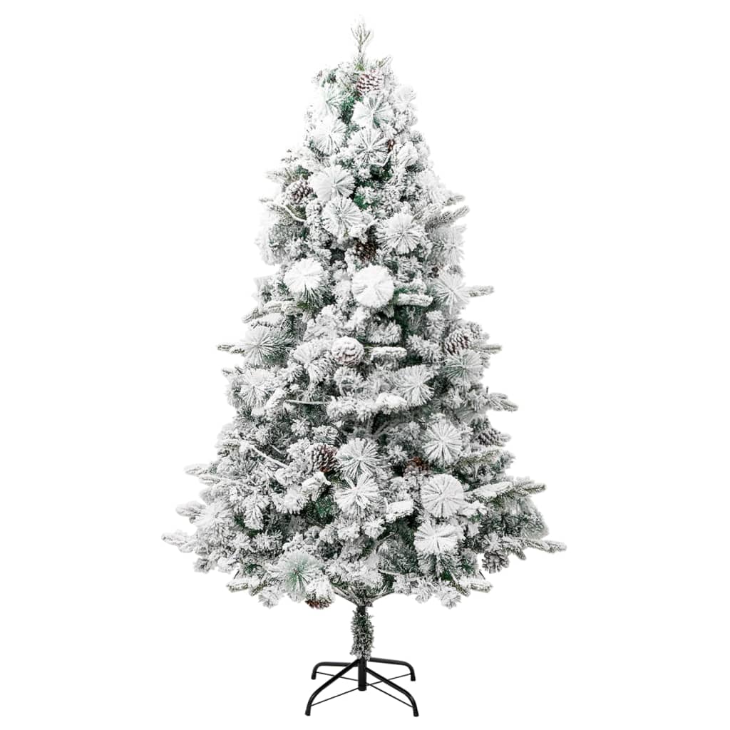 Osvijetljeno božićno drvce sa snijegom i šiškama 195 cm PVC/PE