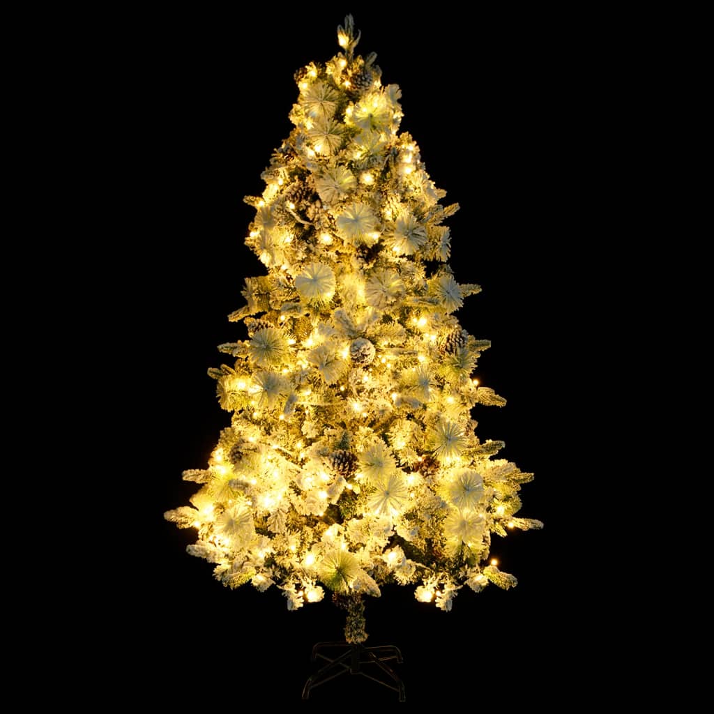 Osvijetljeno božićno drvce sa snijegom i šiškama 225 cm PVC/PE