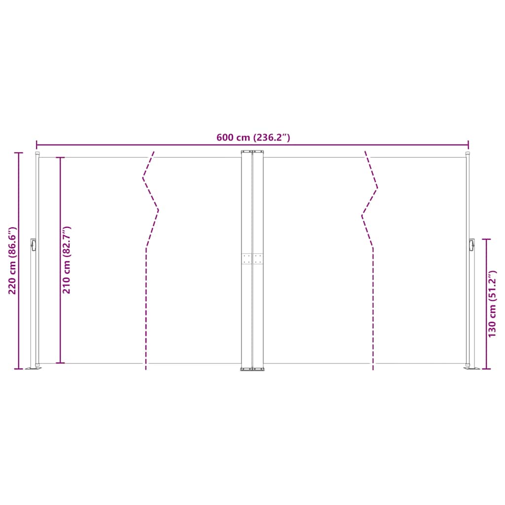Uvlačiva bočna tenda plava 220 x 600 cm